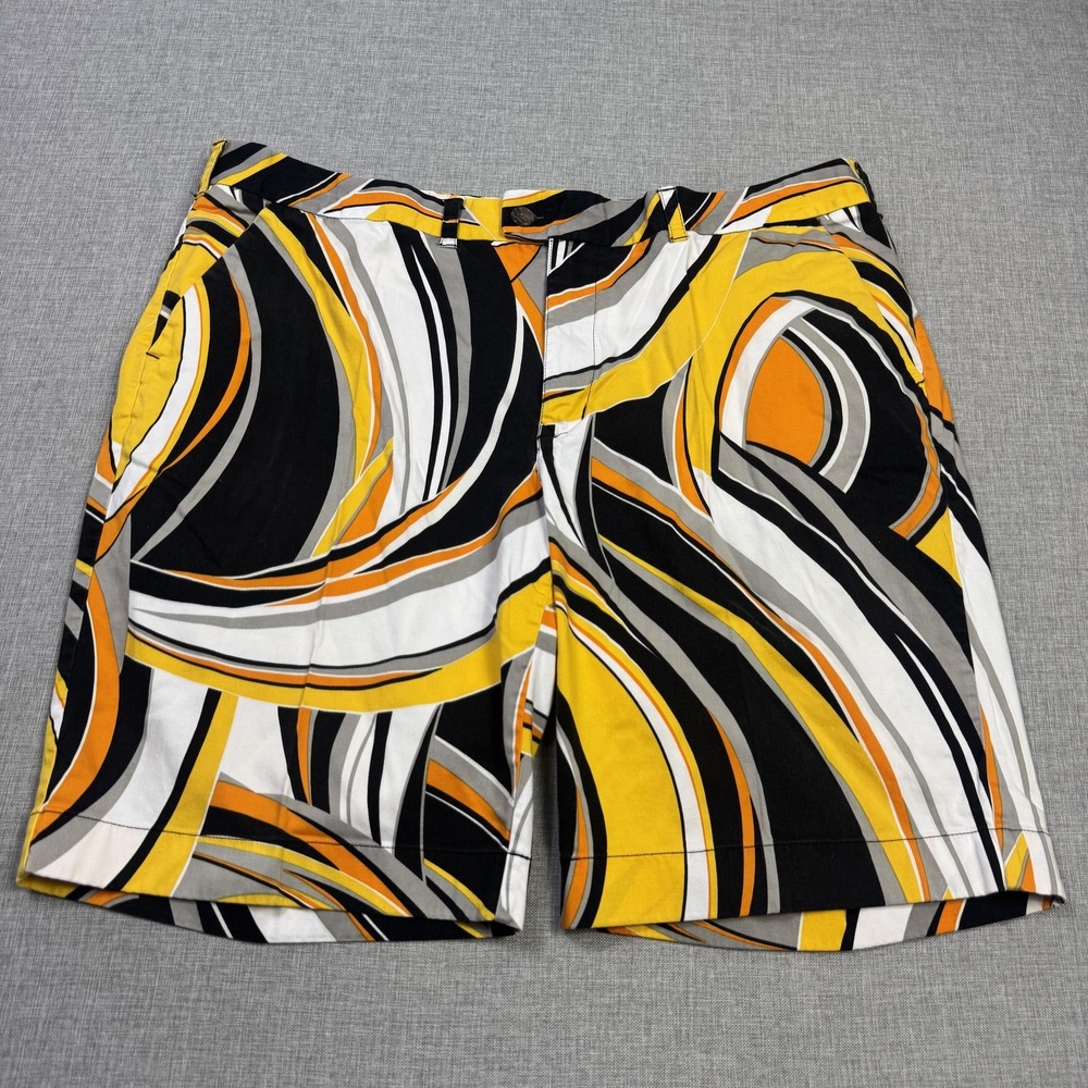Loudmouth Psychedelic Bermuda Golf Shorts Mens 42 Multicolor Swirl Geometric